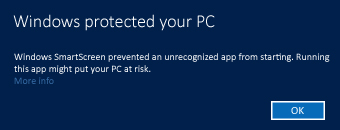 Windows 8 SmartScreen 警告示 